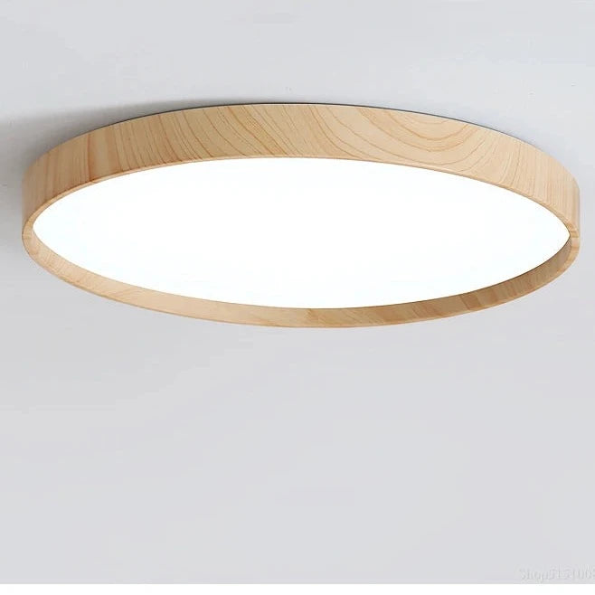 PLAFONNIER EN BOIS À LED TRÈS FIN EN FORME DE ROND