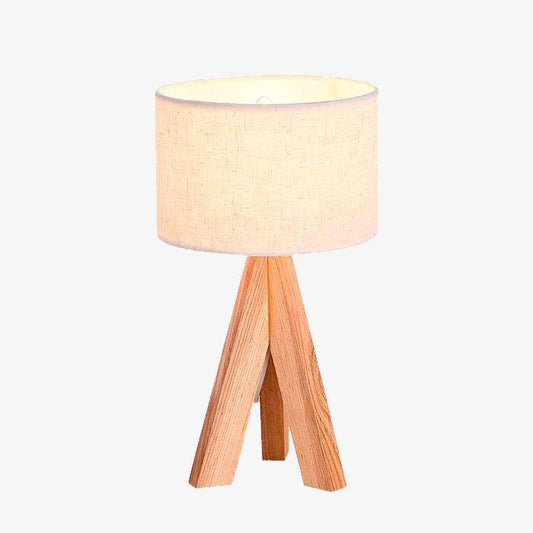 LAMPE DE CHEVET AVEC ABAT-JOUR EN TISSU ET PIED EN BOIS