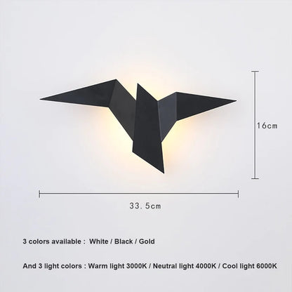 APPLIQUE MURALE MODERNE LED OISEAU STYLE ORIGAMI