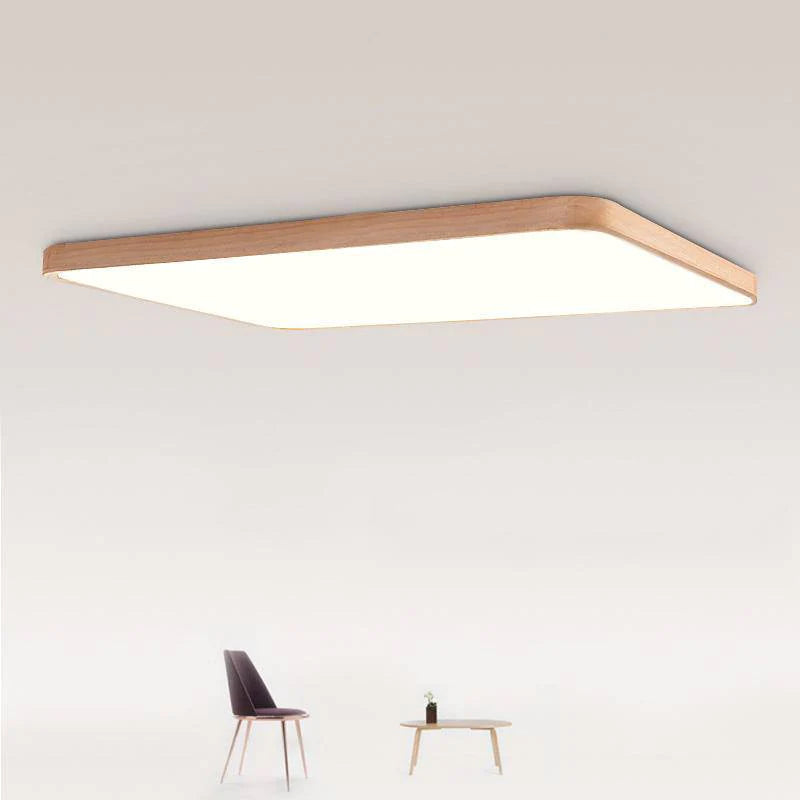 PLAFONNIER LED RECTANGLE À BORDURE ARRONDIE EN BOIS