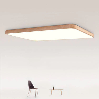 PLAFONNIER LED RECTANGLE À BORDURE ARRONDIE EN BOIS