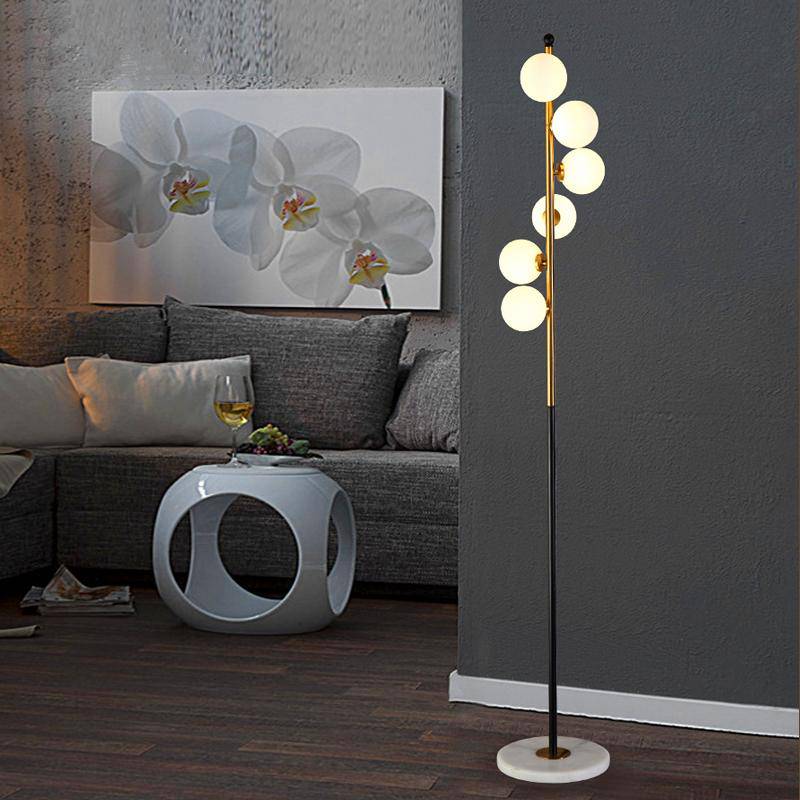 LAMPADAIRE DESIGN MODERNE LED DORÉ À BOULE EN VERRE